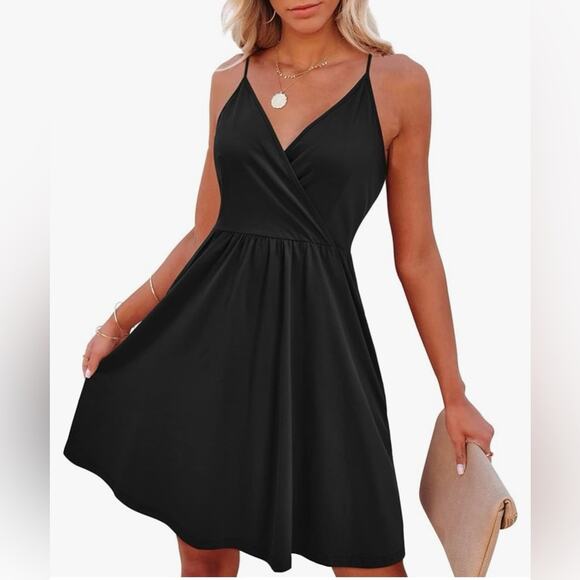 NWT VOTEPRETTY Women's V-Neck Spaghetti Strap Dress Swing with Pockets Size S - Picture 1 of 5